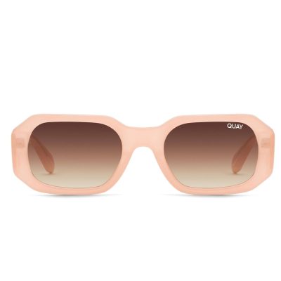 Quay HYPED UP Pink Brown Women's Trendy Rectangle Sunglass Culture Front