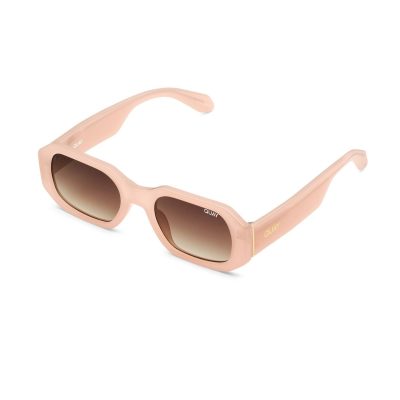 Quay HYPED UP Pink Brown Women's rRectangle Sunglass Culture Side