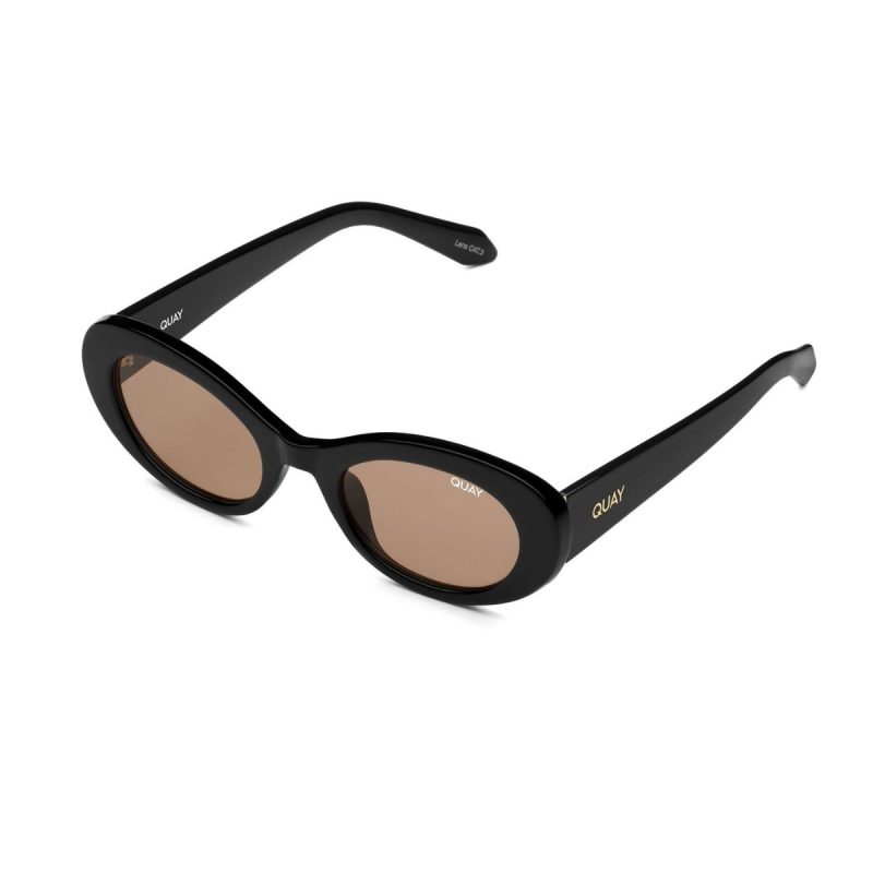 Quay SHOW UP Black Brown Women's Oval Sunglass Culture Side