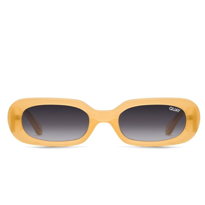 Quay SO SERIOUS Yellow Smoke rectangle rounded Womens Sunglass Culture Front