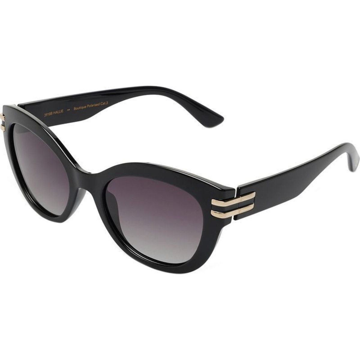 LOCELLO HALLIE 3918B Black gold accent cat eye premium collection sunglass culture side