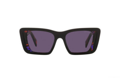 Prada Eyewear PR08YS 04V6O2 black havana abstract violet cateye square fashion womens sunglass culture front