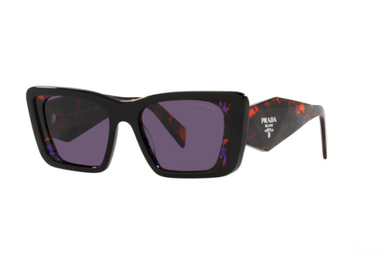 Prada Eyewear PR08YS 04V6O2 black havana abstract violet cateye square fashion womens sunglass culture side