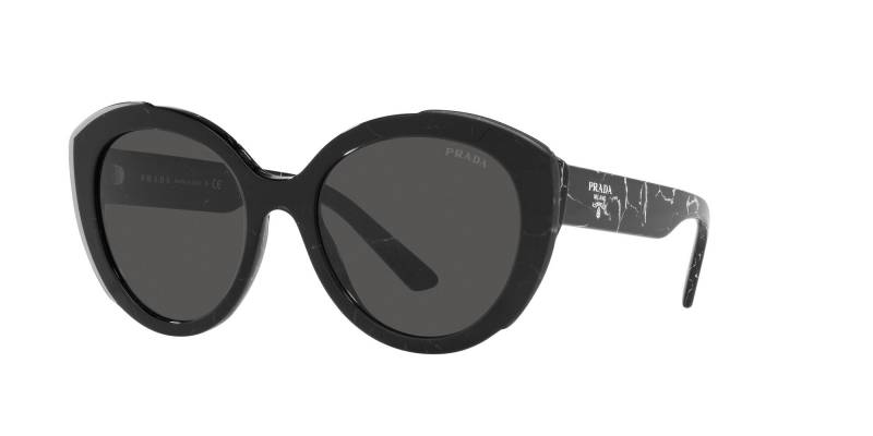 Prada Eyewear PR01YS 09V5S0 black marble dark grey round cateye-fashion-luxury womens sunglass culture side