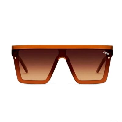 Quay Hindsight Ginger/Brown unisex shield sunglass culture front